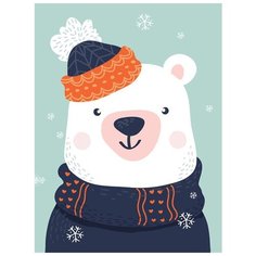 Алмазная мозаика "Снежный мишка", 20x15 см Гранни