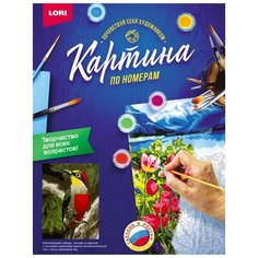 Картина по номерам на картоне "Красный дятел" Lori