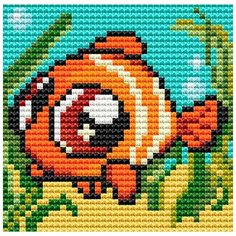 Алмазная мозаика "Рыбка Клоун" (на магнитной основе), 10x10 см Алмазное хобби