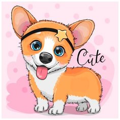 Алмазная мозаика "Корги", 20x20 см Гранни