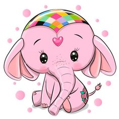 Алмазная мозаика "Розовый слоник", 20x20 см Гранни