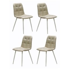 Комплект кухонных стульев (4 шт.), СтолБери, Chilli, коллекция Legion бежевая, металлокаркас белый матовый