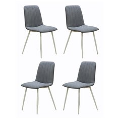 Комплект кухонных стульев (4 шт.), СтолБери, Тибо, нубук Lamb серый, металлокаркас белый матовый