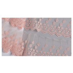 Кружево на сетке KRUZHEVO матовая нить TR.8B3289 шир.80мм цв.06 розовая пудра уп.9м