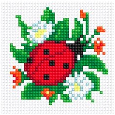 Алмазная мозаика "Божья коровка" (на магнитной основе), 10x10 см Алмазное хобби
