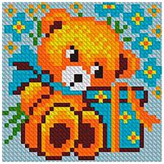 Алмазная мозаика "Медвежонок" (на магнитной основе), 10x10 см Алмазное хобби