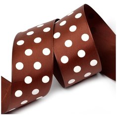 Лента репсовая в рубчик LDRG86802950 (129) крупный горошек 50мм цв.коричневый-белый уп.27,4м Ideal