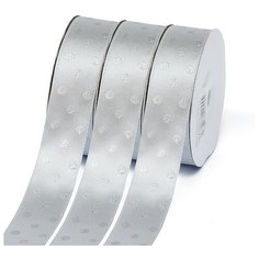 Лента атласная Ideal горошек серебро шир.25мм LDAS007 цв.007 серый уп.27,4м