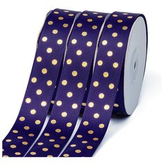 Лента репсовая Горошек золото шир.25мм LDRG476 цв.476 фиолетовый уп.27,4м Ideal