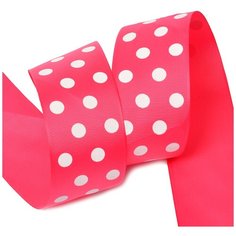 Лента репсовая в рубчик LDRG17502950 (90) крупный горошек 50мм цв.розовый-белый уп.27,4м Ideal