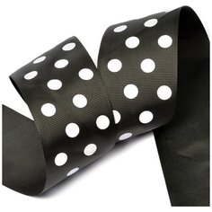Лента репсовая в рубчик LDRG03002950 (84) крупный горошек 50мм цв.черный-белый уп.27,4м Ideal