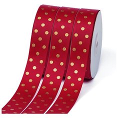 Лента репсовая Горошек золото шир.25мм LDRG260 цв.260 красный уп.27,4м Ideal