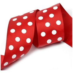 Лента репсовая в рубчик LDRG26002950 (96) крупный горошек 50мм цв.винный-белый уп.27,4м Ideal