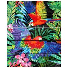 Картина по номерам по дереву Dali «Яркие попугаи», 40x50 см