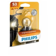 Лампа галогенная PHILIPS S3 12V-15W (P26s) BW Moto