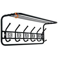 ВЕШАЛКА НАСТЕННАЯ С ПОЛКОЙ "АЖУР" (6 КРЮЧКОВ) 725*220*265 ММ ЧЕРНЫЙ (1/2) ВСПА 203Ч ЗМИ