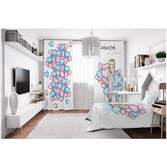 Фотошторы Сирень габардин 145*260 см (комплект - 2 шт.) 20489