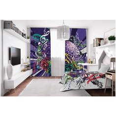 Фотошторы Сирень габардин 145*260 см (комплект - 2 шт.) 20498