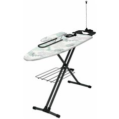 Гладильная доска InHome IN9M моноблок (1220х400 мм), подрукавник, удлинитель, полка для белья, принт "С папоротником"