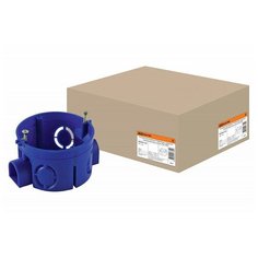 Установочная коробка СП D68х42мм, саморезы, стыковочные узлы, синяя, IP20, TDM