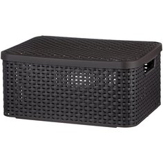 CURVER Корзина с крышкой Rattan Style Box M 19x39x29см коричневый