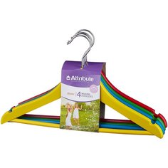 Вешалка Attribute детская Home AHC254, 4 шт. красный/зеленый/синий/желтый