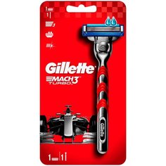 Бритвенный станок Gillette Mach3 Turbo ,серебристый/красный, сменные кассеты 1 шт.