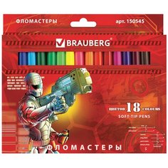BRAUBERG Набор фломастеров Star Patrol, 18 шт. (150545)