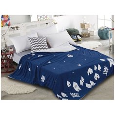 Плед Cleo Fluffy 180x200 см, белый/синий