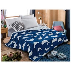 Плед Cleo Fluffy 180x200 см, белый/синий