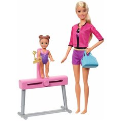 Набор кукол Barbie Спортивная карьера Тренер по гимнастике блондинка, 28 см и 10 см, FXP39