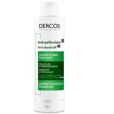 Vichy интенсивный шампунь-уход Dercos Anti-Dandruff против перхоти для нормальных и жирных волос, 200 мл
