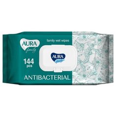 Влажные салфетки Aura Family антибактериальные, 144 шт.