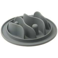 Миска ZooOne рельефная игровая Рыбки для медленного поедания корма серый