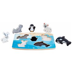 Рамка-вкладыш Hape тактильная Арктические животные, 5 дет.