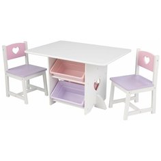 Комплект KidKraft стол + 2 стула + 4 ящика Heart (26913_KE) 77x50 см серый/розовый