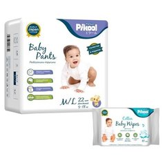 Pikool трусики Premium M/L (9-18 кг) 22 шт. + влажные салфетки Premium 10 шт.