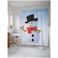 Штора для ванной JoyArty Воробей и снеговик 180х200 (sc-6778)