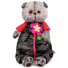 Мягкая игрушка Basik&Co Кот Басик в камуфляжном комбинезоне 19 см