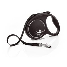 Поводок-рулетка для собак Flexi Black Design M ленточный черный 5 м