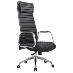 Компьютерное кресло EasyChair 528 ML, обивка: натуральная кожа, цвет: черный/алюминий