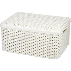 CURVER Корзина с крышкой Rattan Style Box M 19x39x29см кремовая