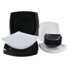 Столовый сервиз Luminarc Quadrato Mix, 6 персон, 19 предм., белый/черный
