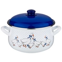 Кастрюля Agness Гуси 1,7 л, белый/синий