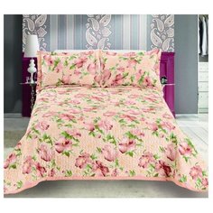 Покрывало Valtery PMP-14 160 х 220 см, бежевый/цветы