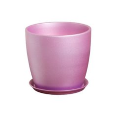 Горшок Керамика ручной работы с поддоном Осень Перламутр 22 х 21 см фиолетовый