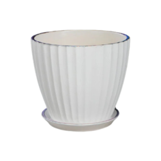 Горшок Керамика ручной работы с поддоном Калифорния 18,5 х 18,5 х 16 см белый жемчуг