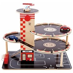 Hape Игровой набор парковка, вертолетная площадка E3002, черный/красный/бежевый