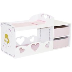 PAREMO Кроватка для кукол двухъярусная с системой хранения Пьемонт Адриана (PRT320-01) белый/розовый