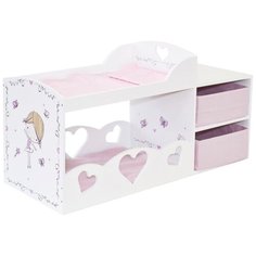 PAREMO Кроватка для кукол двухъярусная с системой хранения Пьемонт Альбертина (PRT220-05) белый/розовый